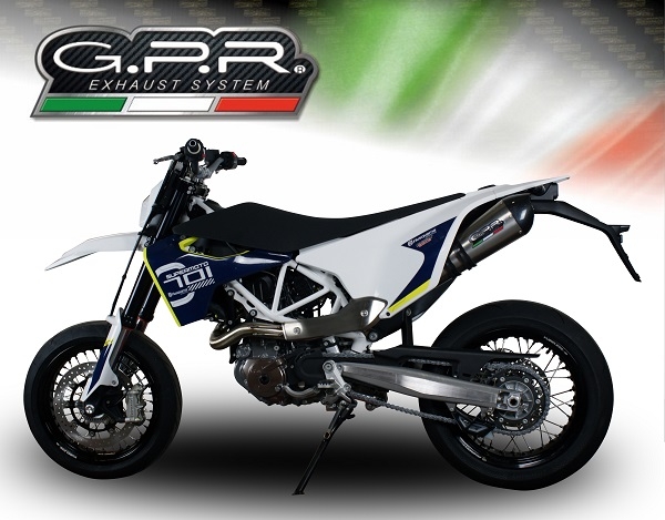 GPR pot echappement compatible avec  Husqvarna Supermoto 701 2021-2024, New Grand Prix Evo Titanium, Échappement légal, homologué,silencieux avec catalyseur, db killer amovible et tuyau de liaison spécifique 