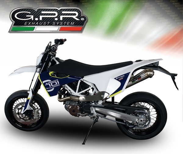 Pot echappement compatible avec Husqvarna Supermoto 701 2015-2016, Powercone Evo, Échappement légal, homologué,silencieux avec db killer amovible et tuyau de liaison spécifique 