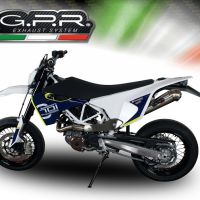 Pot echappement compatible avec Husqvarna Supermoto 701 2015-2016, Powercone Evo, Échappement légal, homologué,silencieux avec db killer amovible et tuyau de liaison spécifique 