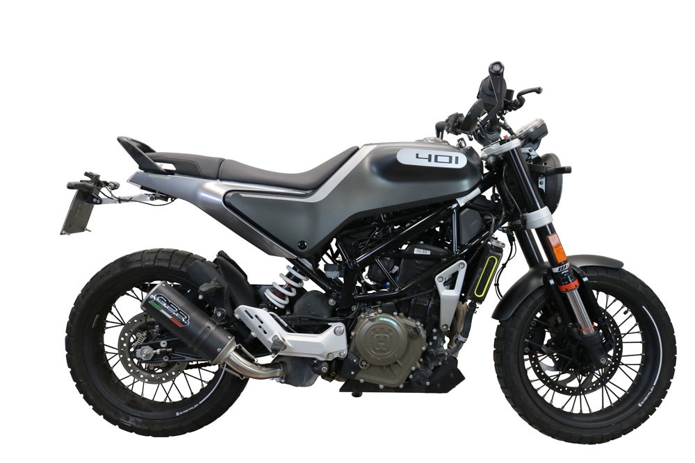 Pot echappement compatible avec Husqvarna Svartpilen 401 2021-2023, M3 Black Titanium, Échappement légal, homologué,silencieux avec db killer amovible et tuyau de liaison spécifique 