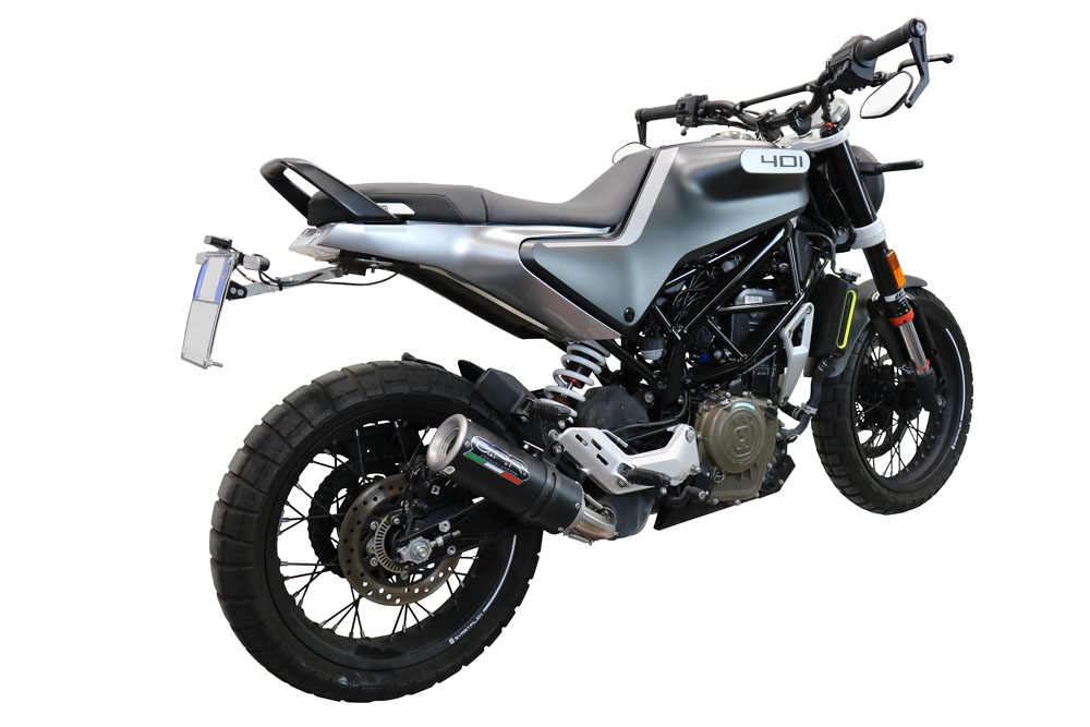 Pot echappement compatible avec Husqvarna Svartpilen 401 2021-2023, M3 Black Titanium, Échappement légal, homologué,silencieux avec db killer amovible et tuyau de liaison spécifique 