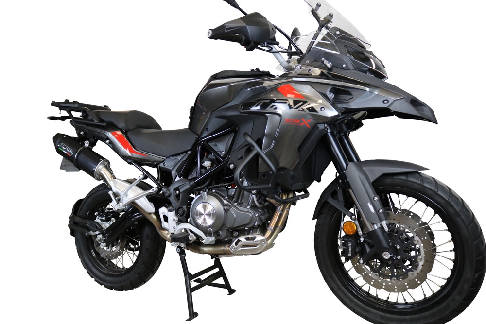 Pot echappement compatible avec Benelli Trk 502 X 2021-2024, Furore Evo4 Nero, Échappement légal, homologué,silencieux avec db killer amovible et tuyau de liaison spécifique 