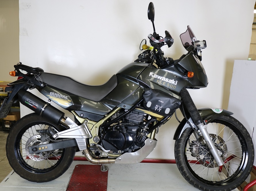 Pot echappement compatible avec Kawasaki Kle 500 1991-2007, Decatalizzatore, Suppresseur de cataliseu, décatalyseurr, article sans homologation 