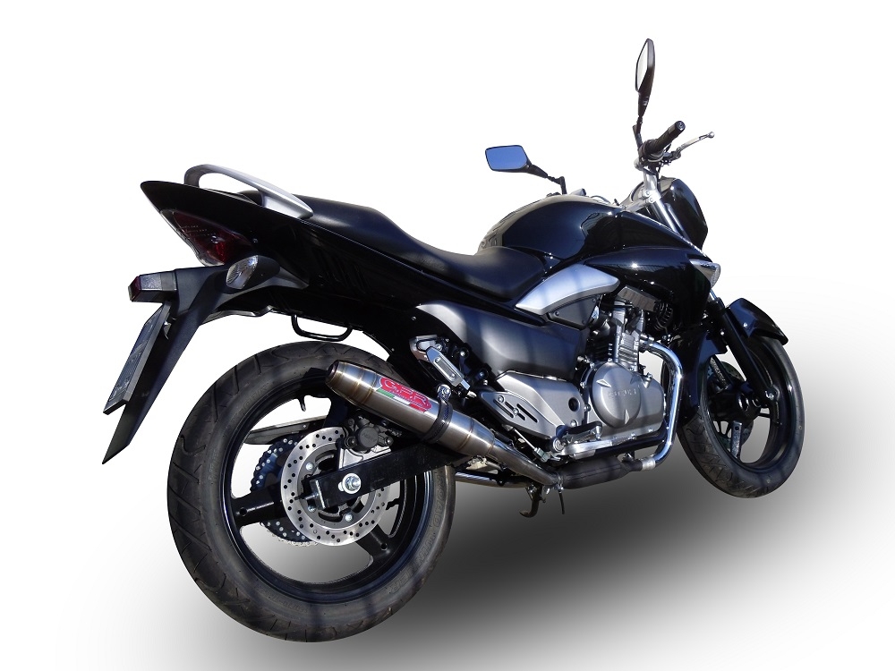 Pot echappement compatible avec Suzuki Gw 250 F Inazuma 2012-2017, Deeptone Inox, Double pot échappement racing, avec les tuyaux de liaison, article sans homologation 