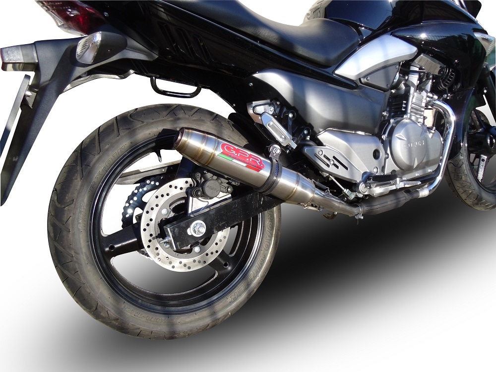 Pot echappement compatible avec Suzuki Gw 250 F Inazuma 2012-2017, Deeptone Inox, Double pot échappement racing, avec les tuyaux de liaison, article sans homologation 
