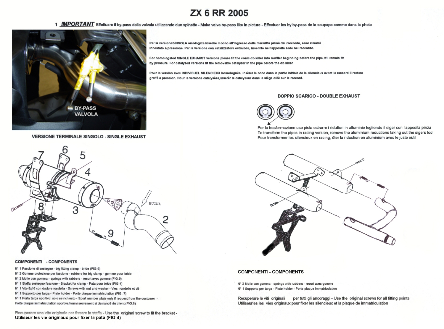 Pot echappement compatible avec Kawasaki Zx-6R 2005-2006, Tiburon Poppy, Échappement légal, homologué,silencieux avec db killer amovible et tuyau de liaison spécifique 
