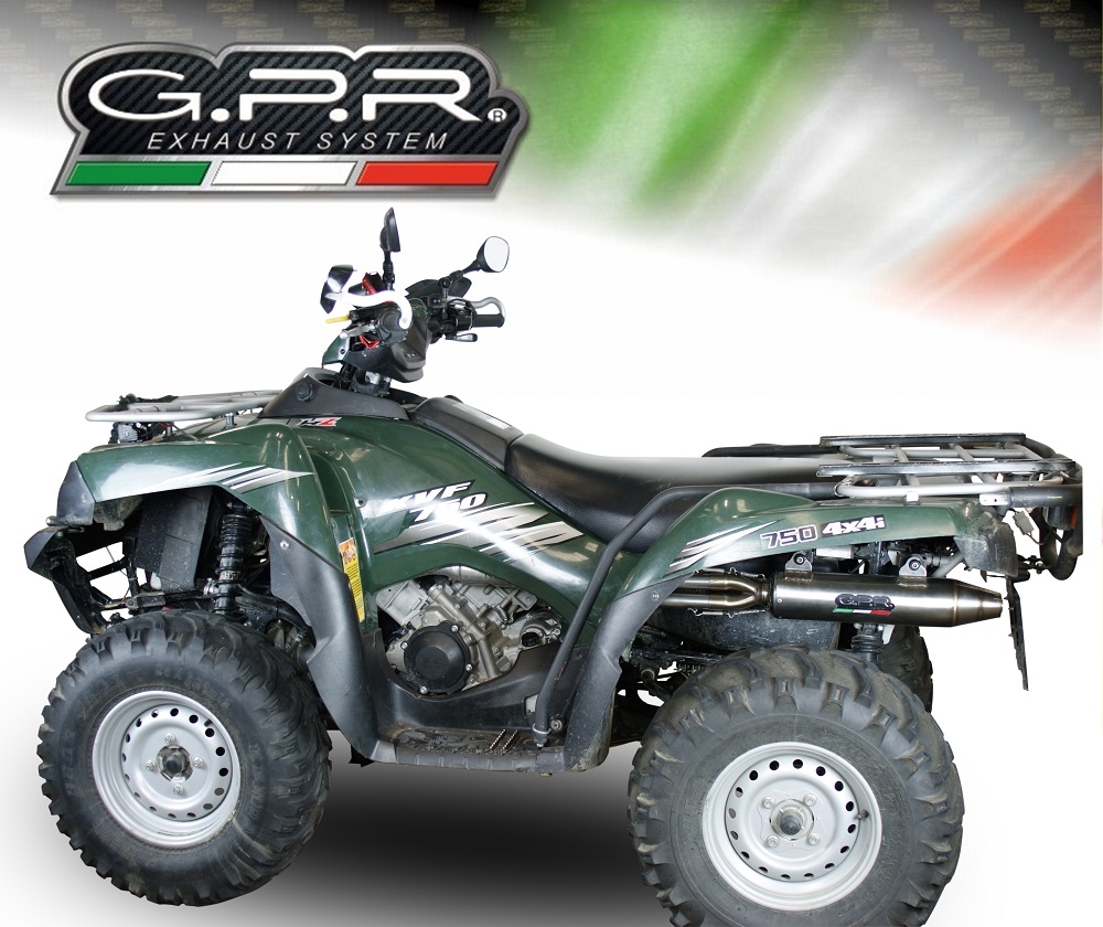 GPR pot echappement compatible avec  Kawasaki KVF 750 2005-2011, Deeptone Atv, Homologué et légal, système d'échappement complet, avec db killer amovible 