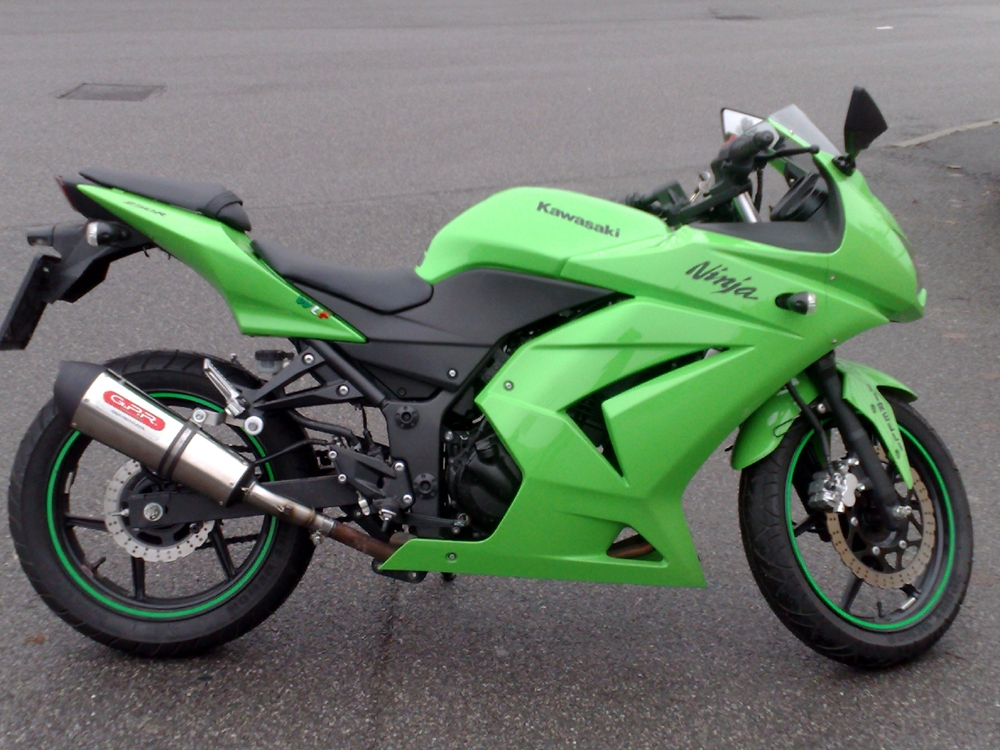 Pot echappement compatible avec Kawasaki Ninja 250 R 2007-2016, Gpe Ann. titanium, Pot échappement racing, avec les tuyaux de liaison, article sans homologation 
