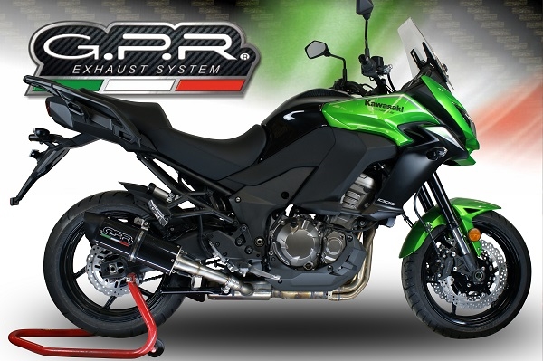 Pot echappement compatible avec Kawasaki Versys 1000 I.E. 2017-2018, Furore Evo4 Nero, Échappement légal, homologué,silencieux avec db killer amovible et tuyau de liaison spécifique 