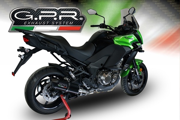 Pot echappement compatible avec Kawasaki Versys 1000 I.E. 2017-2018, Furore Evo4 Nero, Échappement légal, homologué,silencieux avec db killer amovible et tuyau de liaison spécifique 