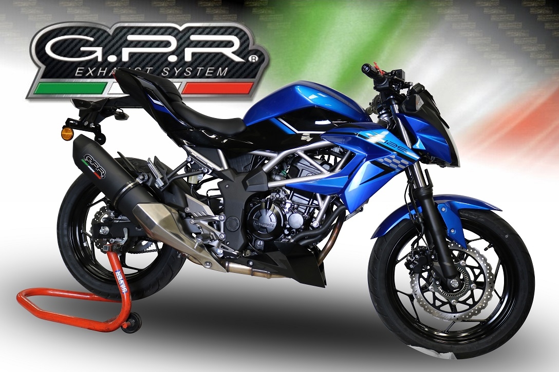 Pot echappement compatible avec Kawasaki Z 125 2021-2024, Furore Evo4 Nero, Échappement légal, homologué,silencieux avec db killer amovible et tuyau de liaison spécifique 