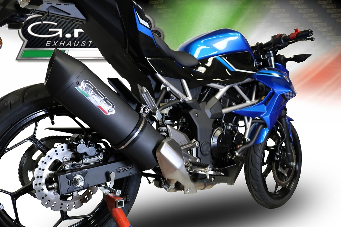 Pot echappement compatible avec Kawasaki Z 125 2021-2024, Furore Evo4 Nero, Échappement légal, homologué,silencieux avec db killer amovible et tuyau de liaison spécifique 
