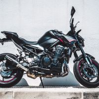 Pot echappement compatible avec Kawasaki Z 900 E 2020-2024, M3 Black Titanium, Échappement légal, homologué,silencieux avec db killer amovible et tuyau de liaison spécifique 