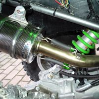Pot echappement compatible avec Kawasaki Kfx 700 2004-2011, Furore Nero, Homologué et légal, système d'échappement complet avec double silencieaux, avec db killer amovible et collecteur spécifique 
