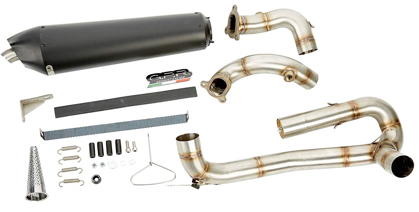 Pot echappement compatible avec Ktm Rc 8 R 2008-2014, Gpe Ann. Black titanium, Homologué et légal, système d'échappement complet avec catalyseur et db killer amovible 