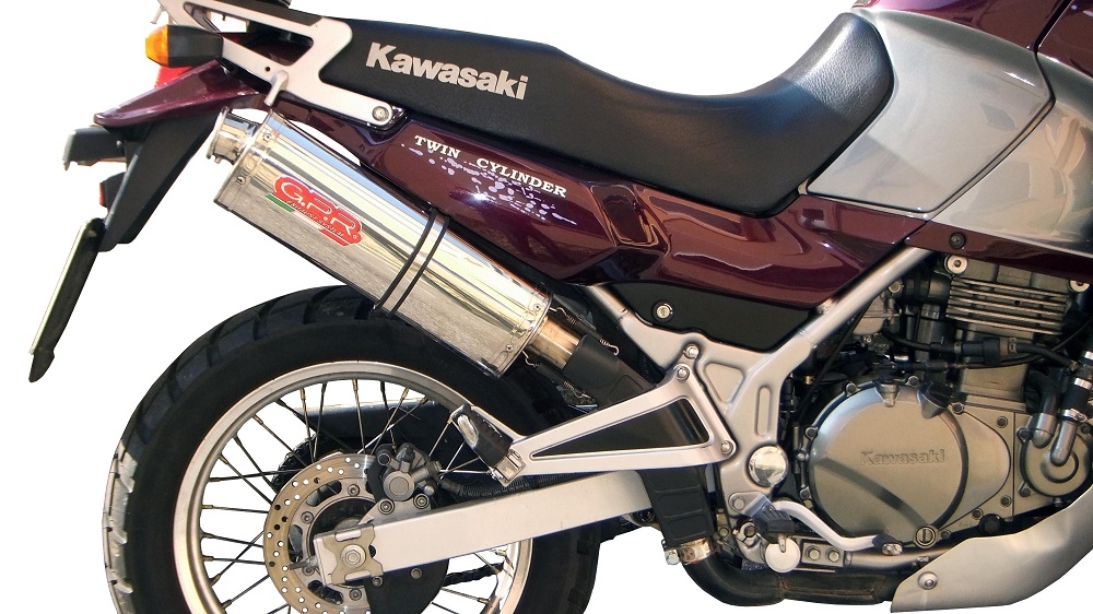 Pot echappement compatible avec Kawasaki Kle 500 1991-2007, Trioval, Échappement légal, homologué,silencieux avec db killer amovible et tuyau de liaison spécifique 