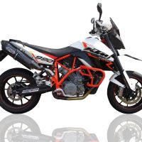 Pot echappement compatible avec Ktm Supermoto Smr 990 2008-2012, Furore Nero, Paire de pot d'échappement homologuées, montage avec brides spécifiques, livrées avec db killers amovible 