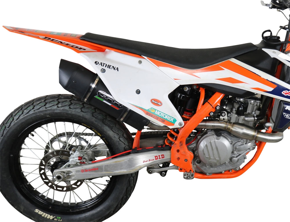 Pot echappement compatible avec Ktm SX-F 450 2016-2018, Furore Nero, Pot d'échappement complet racing, compris de collecteur et db killer amovible, sans homologation 
