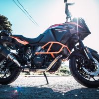 Pot echappement compatible avec Ktm Lc 8 Adventure 1050 2015-2016, Dual Poppy, Échappement légal, homologué,silencieux avec db killer amovible et tuyau de liaison spécifique 