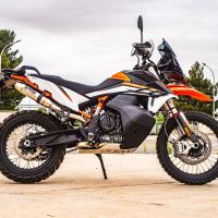 Pot echappement compatible avec Ktm Adventure 890 2021-2024, Deeptone Inox, Échappement légal, homologué,silencieux avec db killer amovible et tuyau de liaison spécifique 