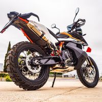Pot echappement compatible avec Ktm Adventure 890 2021-2024, Deeptone Inox, Échappement légal, homologué,silencieux avec db killer amovible et tuyau de liaison spécifique 