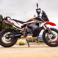 GPR pot echappement compatible avec  Ktm Adventure 890 2020-2024, New Grand Prix Evo Black Titanium, Échappement légal, homologué,silencieux avec db killer amovible et tuyau de liaison spécifique 