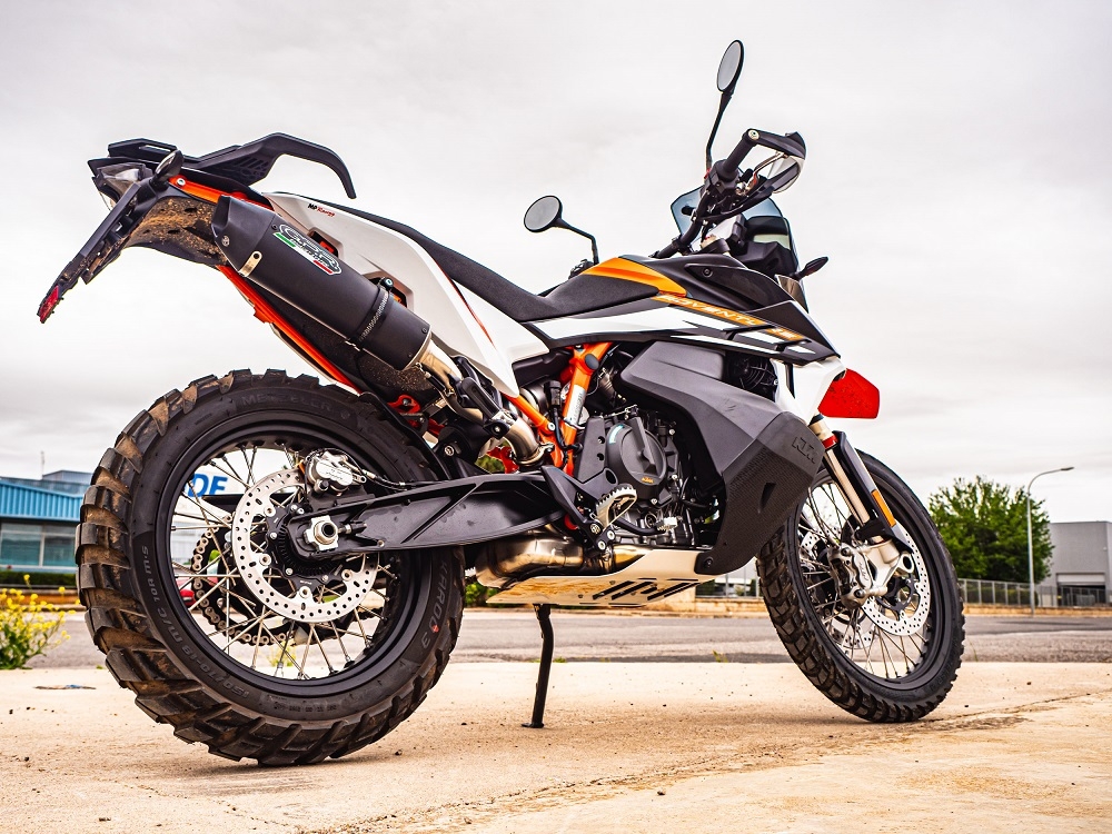 GPR pot echappement compatible avec  Ktm Adventure 890 2020-2024, New Grand Prix Evo Black Titanium, Échappement légal, homologué,silencieux avec db killer amovible et tuyau de liaison spécifique 