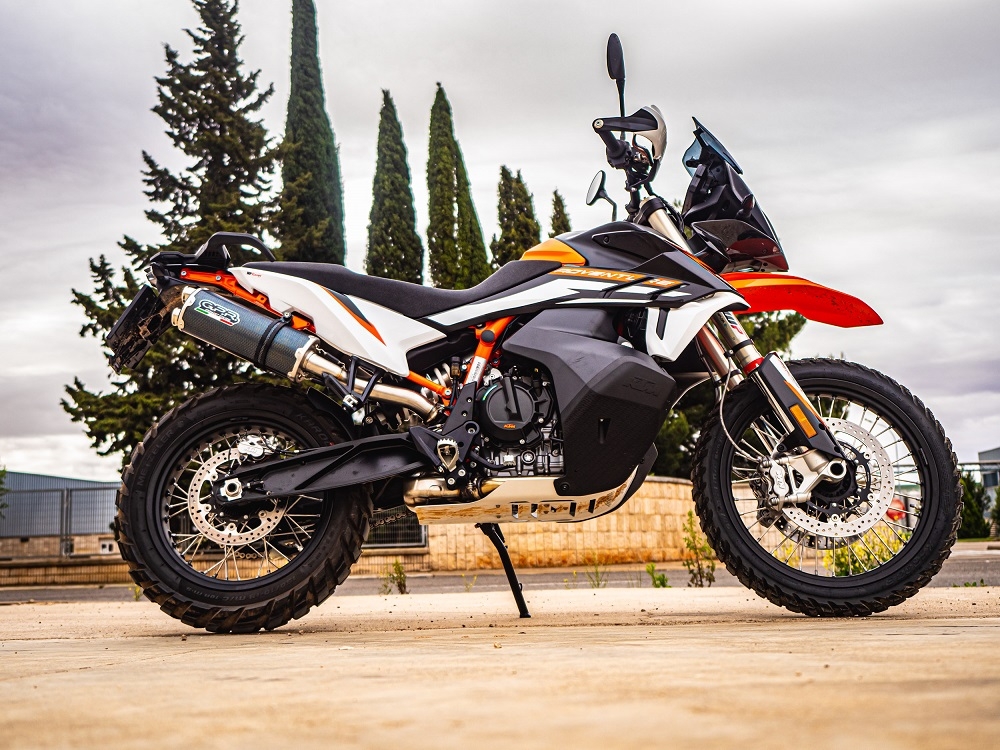 Pot echappement compatible avec Ktm SMT 890 2023-2024, Dual Poppy, Échappement légal, homologué,silencieux avec db killer amovible et tuyau de liaison spécifique 