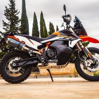 Pot echappement compatible avec Ktm SMT 890 2023-2024, Dual Poppy, Échappement légal, homologué,silencieux avec db killer amovible et tuyau de liaison spécifique 