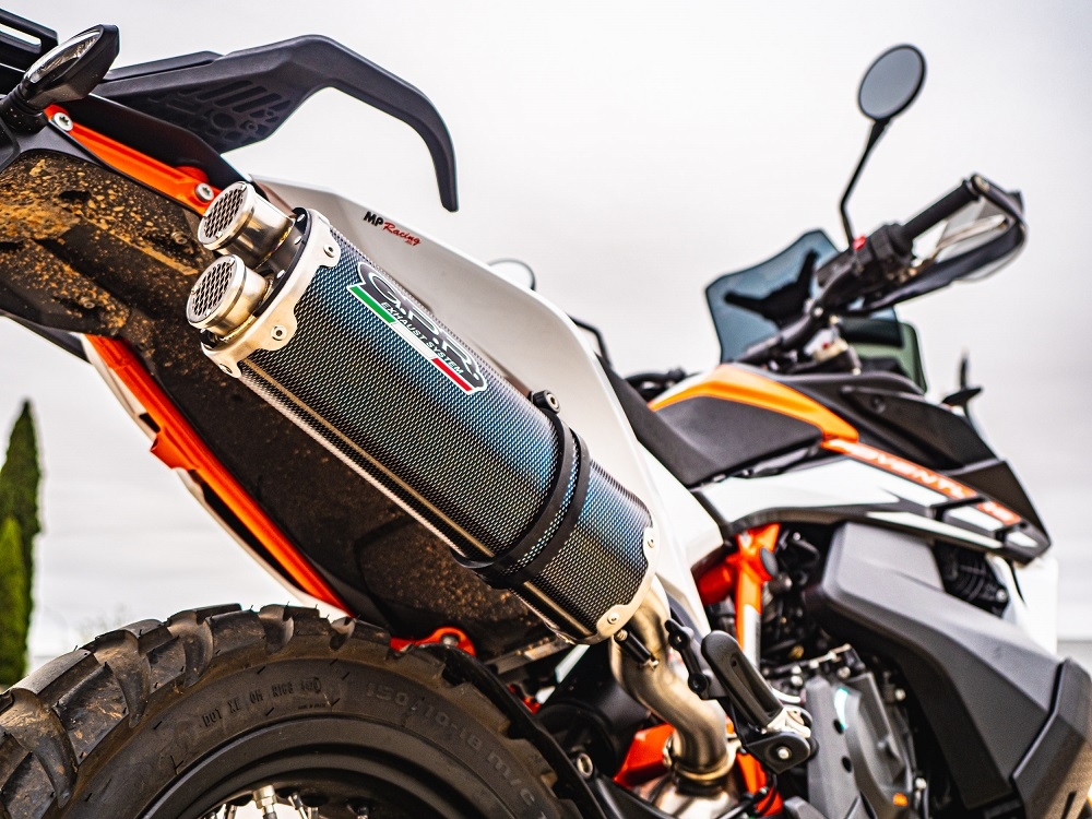 Pot echappement compatible avec Ktm SMT 890 2023-2024, Dual Poppy, Échappement légal, homologué,silencieux avec db killer amovible et tuyau de liaison spécifique 