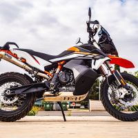 Pot echappement compatible avec Ktm Adventure 890 2020-2024, Powercone Evo, Échappement légal, homologué,silencieux avec db killer amovible et tuyau de liaison spécifique 