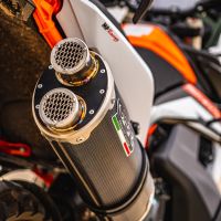Pot echappement compatible avec Ktm Duke 890 2021-2024, Dual Poppy, Échappement légal, homologué,silencieux avec db killer amovible et tuyau de liaison spécifique 