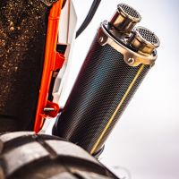 Pot echappement compatible avec Ktm Duke 890 2021-2024, Dual Poppy, Échappement légal, homologué,silencieux avec db killer amovible et tuyau de liaison spécifique 