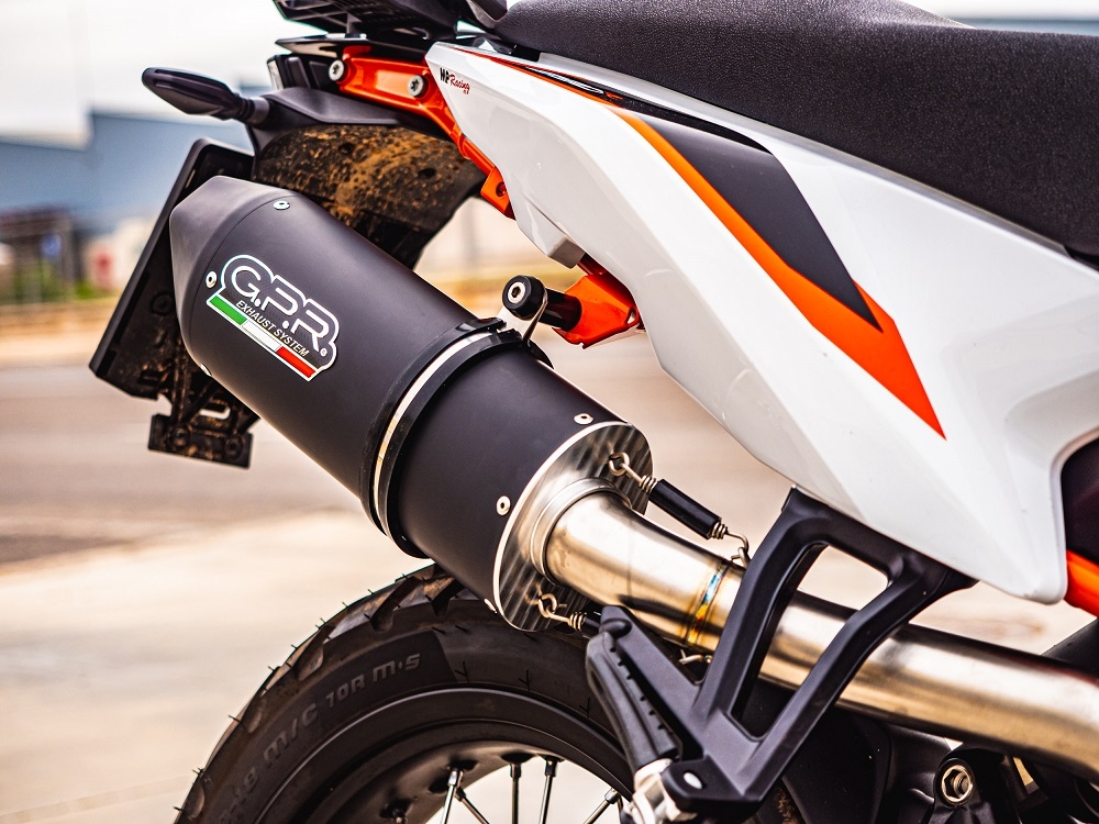 Pot echappement compatible avec Ktm Duke 890 2021-2024, Furore Evo4 Nero, Échappement légal, homologué,silencieux avec db killer amovible et tuyau de liaison spécifique 