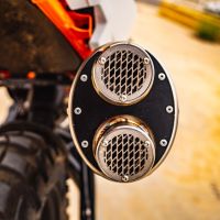 Pot echappement compatible avec Ktm Duke 890 2021-2024, Dual Poppy, Échappement légal, homologué,silencieux avec db killer amovible et tuyau de liaison spécifique 