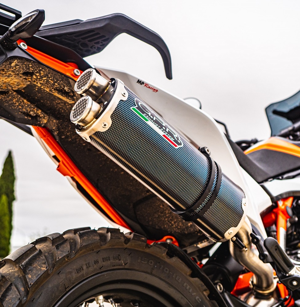 Pot echappement compatible avec Ktm Duke 890 2021-2024, Dual Poppy, Échappement légal, homologué,silencieux avec db killer amovible et tuyau de liaison spécifique 