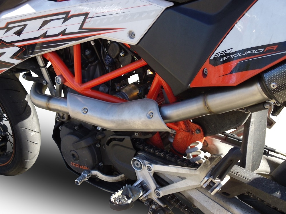 Pot echappement compatible avec Ktm Smc 690 R 2007-2016, Albus Ceramic, Homologué et légal, système d'échappement complet, avec db killer amovible 