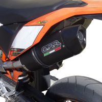 Pot echappement compatible avec Ktm Enduro 690 R 2007-2016, Furore Nero, Échappement légal, homologué,silencieux avec db killer amovible et tuyau de liaison spécifique 