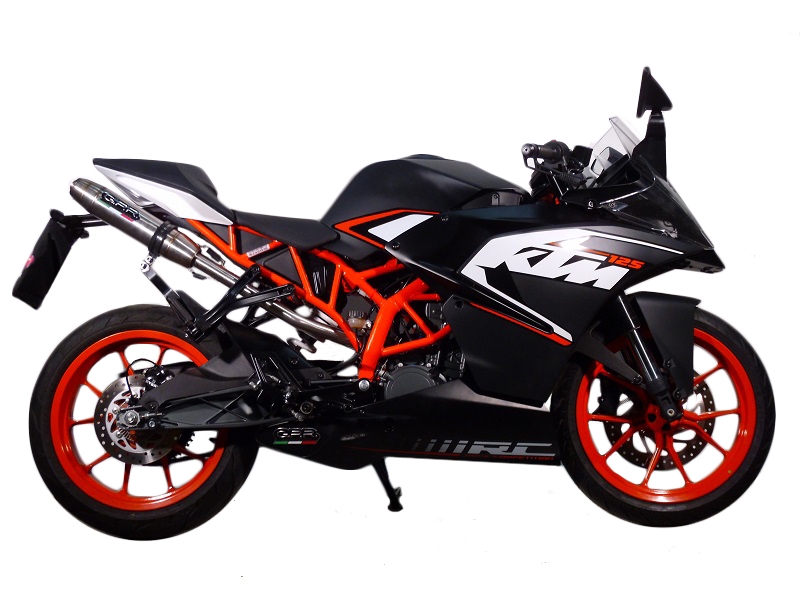 Pot echappement compatible avec Ktm Rc 200 2014-2021, Deeptone Inox, Pot Échappement slip-on homologué, légal, avec db killer amovible, tuyau de liaison et catalyseur 