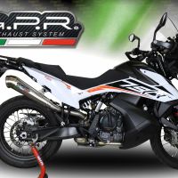 Pot echappement compatible avec Ktm Adventure 790 2018-2020, Powercone Evo, Échappement légal, homologué,silencieux avec db killer amovible et tuyau de liaison spécifique 