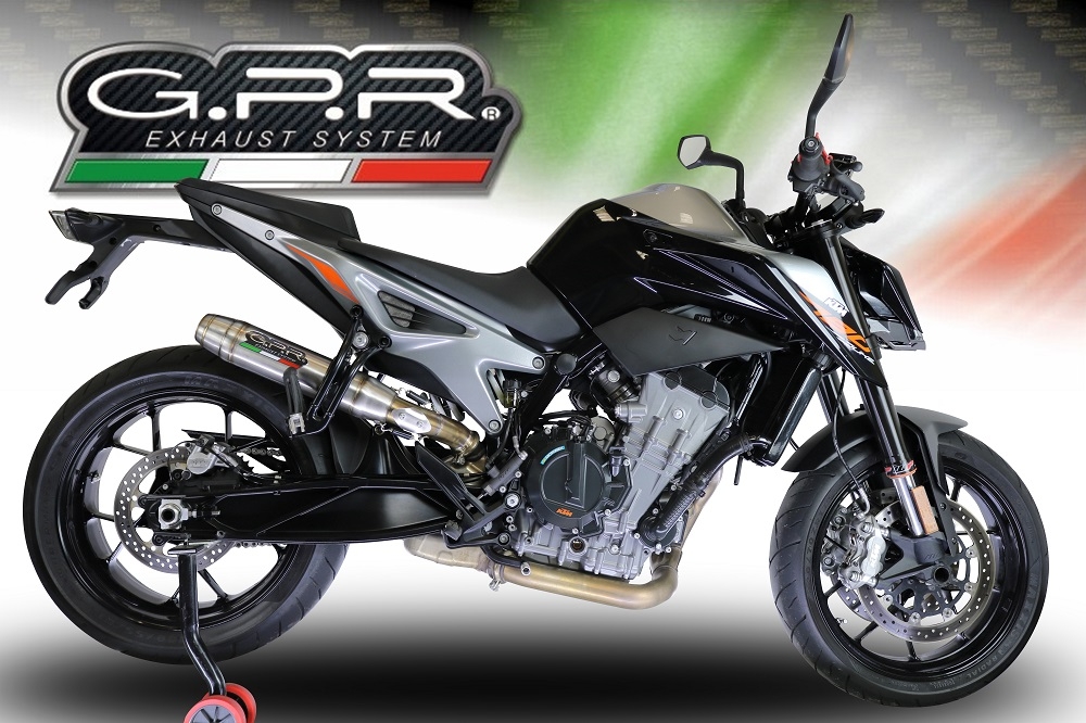 Pot echappement compatible avec Ktm Duke 790 2021-2024, Deeptone Inox, Échappement légal, homologué,silencieux avec db killer amovible et tuyau de liaison spécifique 