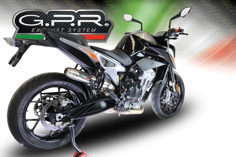 Pot echappement compatible avec Ktm Duke 790 2021-2024, Deeptone Inox, Échappement légal, homologué,silencieux avec db killer amovible et tuyau de liaison spécifique 
