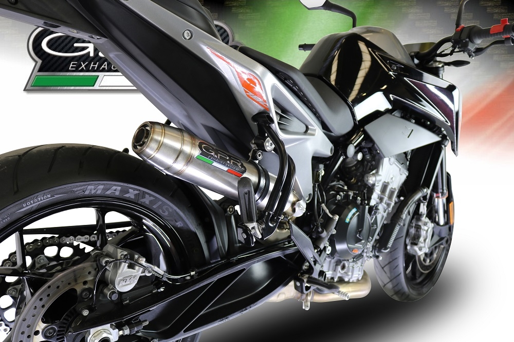 Pot echappement compatible avec Ktm Duke 790 2021-2024, Deeptone Inox, Échappement légal, homologué,silencieux avec db killer amovible et tuyau de liaison spécifique 