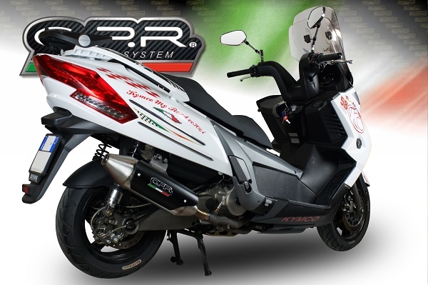 Pot echappement compatible avec Kymco Myroad 700 2012-2016, Power Bomb, Échappement légal, homologué,silencieux avec db killer amovible et tuyau de liaison spécifique 