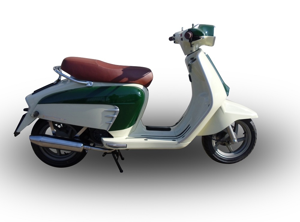 Pot echappement compatible avec Lambretta Lambretta 125 - 150 Milano 2012-2014, Ultracone lucido, Homologué et légal, système d'échappement complet avec catalyseur et db killer amovible 