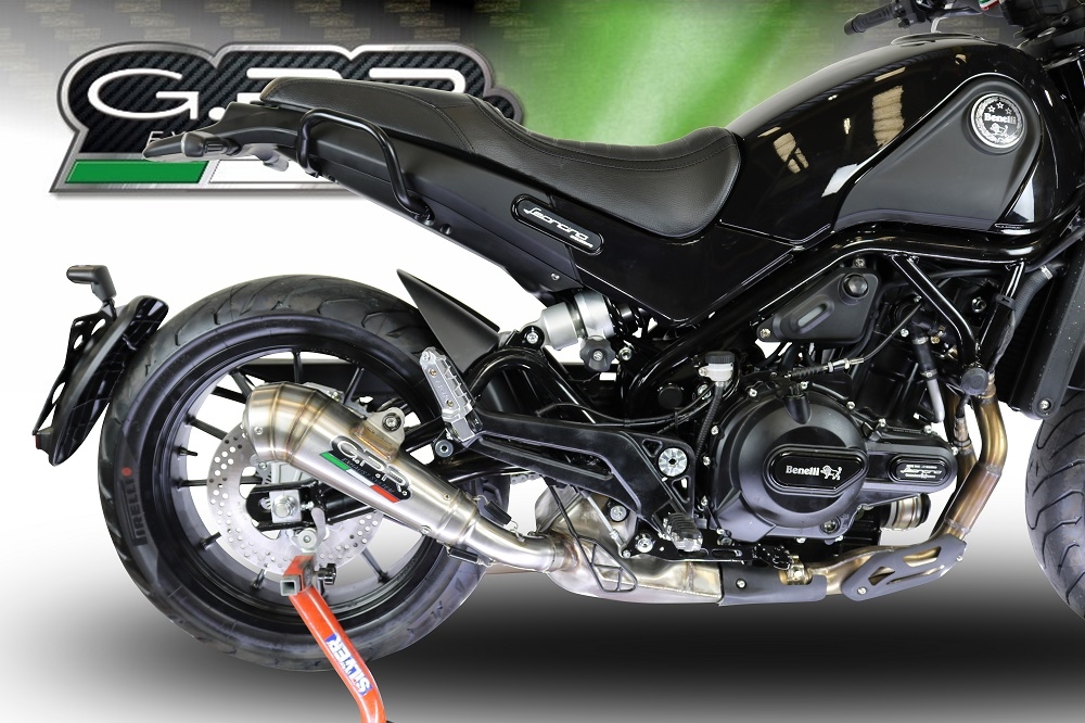Pot echappement compatible avec Benelli Leoncino 500 Trail 2017-2024, Powercone Evo, Échappement légal, homologué,silencieux avec db killer amovible et tuyau de liaison spécifique 