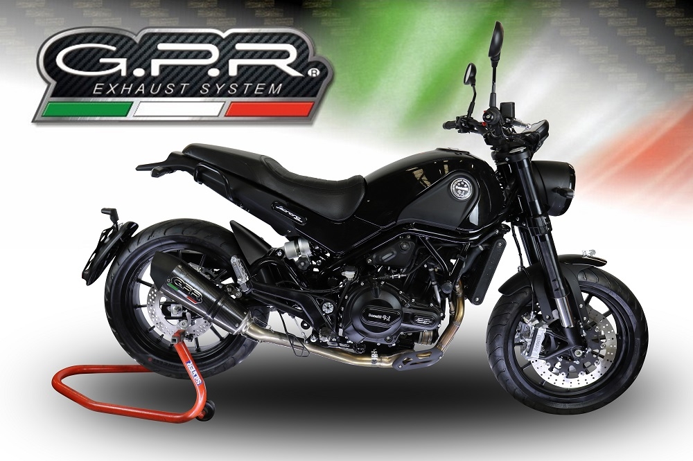 Pot echappement compatible avec Benelli Leoncino 500 Trail 2017-2024, Gpe Ann. Poppy, Échappement légal, homologué,silencieux avec db killer amovible et tuyau de liaison spécifique 