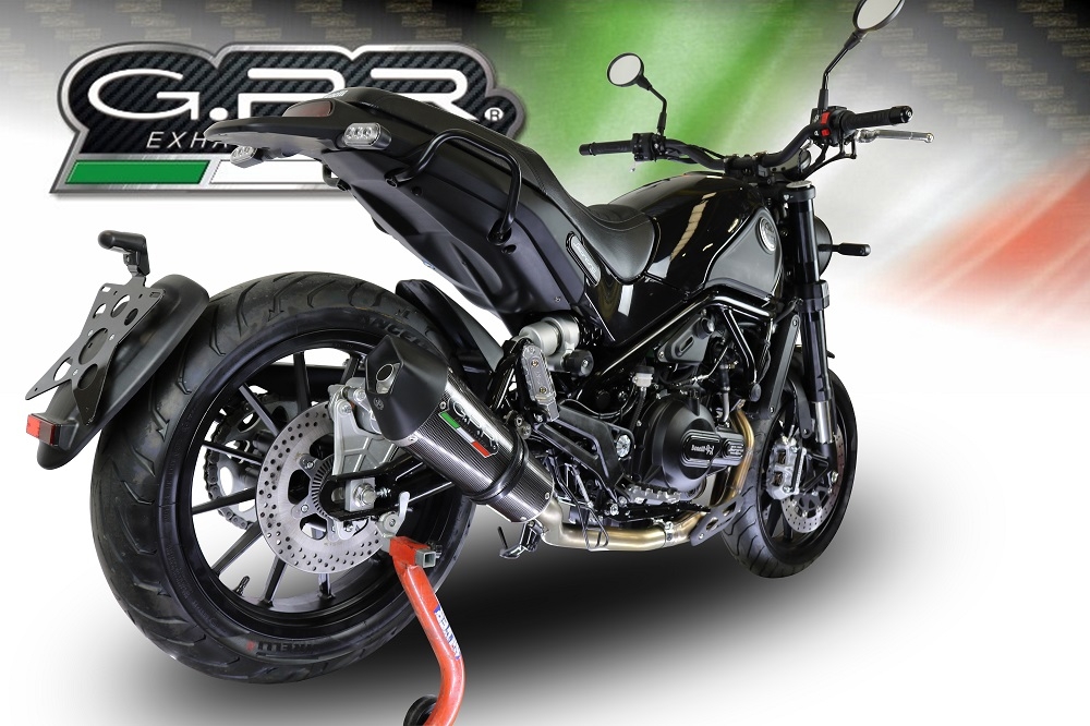 Pot echappement compatible avec Benelli Leoncino 500 Trail 2017-2024, Gpe Ann. Poppy, Échappement légal, homologué,silencieux avec db killer amovible et tuyau de liaison spécifique 