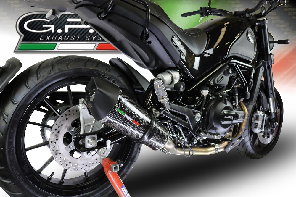 Pot echappement compatible avec Benelli Leoncino 500 Trail 2017-2024, Gpe Ann. Poppy, Échappement légal, homologué,silencieux avec db killer amovible et tuyau de liaison spécifique 