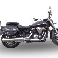 Pot echappement compatible avec Yamaha Xvs 1300 Midnight Star 2006-2014, Inox Oval Bomb, Échappement légal, homologué,silencieux avec db killer amovible et tuyau de liaison spécifique 